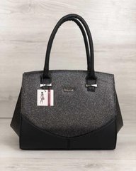 Каркасная женская сумка Виржини черного цвета со вставками черный блеск (Арт. 31303) | 1 шт.