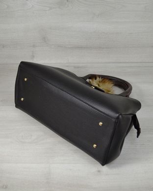 Молодежная сумка "Альба" черная с коричневым (Арт. 54803) | 1 шт.