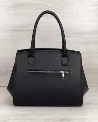 Каркасная женская сумка Виржини черного цвета со вставками черный блеск (Арт. 31303) | 1 шт.
