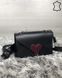 Кожаная женская сумка-клатч Leya с черного цвета с бордовым сердечком