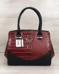 Каркасна жіноча сумка Віржіні чорного кольору зі вставками червоний крокодил (Арт. 31304) | 1 шт.