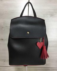 Молодіжний сумка-рюкзак Серце чорного з червоним кольору (Арт. 44606) | 1 шт.