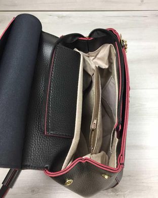 Молодежный сумка-рюкзак Сердце черного с красным цвета (Арт. 44606) | 1 шт.