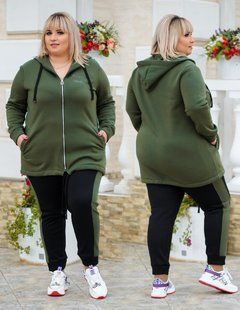Спортивный костюм женский на флисе БАТАЛ (Арт. KL380/B/Khaki)