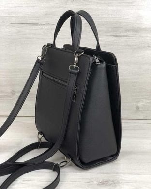 Молодіжний каркасний сумка-рюкзак чорного кольору зі вставкою чорний крокодил (Арт. 44801) | 1 шт.