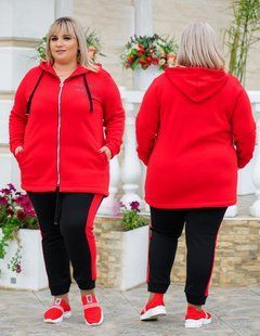 Спортивный костюм женский на флисе БАТАЛ (Арт. KL380/B/Red)