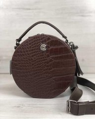 Стильна жіноча сумка Бріджит коричневого кольору зі вставкою коричневий крокодил (Арт. 32301) | 1 шт
