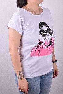 Футболка женская с рисунком "Cotton" (Арт. WJ036/2) | 4 шт.