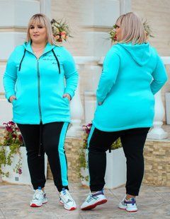 Спортивный костюм женский на флисе БАТАЛ (Арт. KL380/B/Mint)