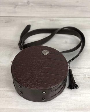 Стильна жіноча сумка Бріджит коричневого кольору зі вставкою коричневий крокодил (Арт. 32301) | 1 шт