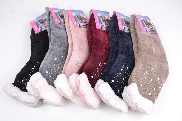 Шкарпетки жіночі на хутрі "Стрази" (Арт. HD2001) | 12 пар