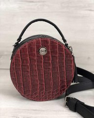 Стильная женская сумка Бриджит черного цвета со вставкой красный крокодил (Арт. 32303) | 1 шт.