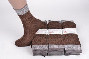 Носки капроновые с выбитым узором коричневый (C237/BR) | 10 пар