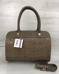 Женская сумка Маленький Саквояж кофейного цвета со вставкой кофейная рептилия (Арт. 32002) | 1 шт.