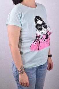 Футболка женская с рисунком "Cotton" (Арт. WJ036/6) | 4 шт.