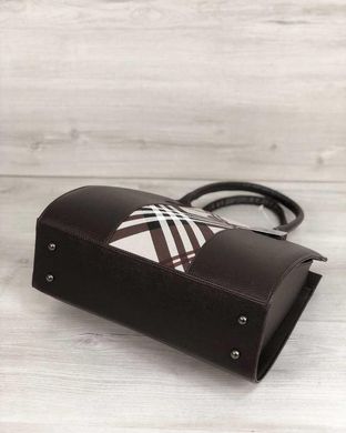 Женская сумка Бочонок коричневого цвета со вставкой барбери (Арт. 31623) | 1 шт.