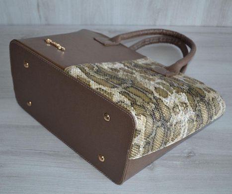 Класична жіноча сумка "Дві змійки" кавового кольору (Арт. 11501) | 1 шт.