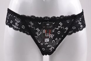Трусики-стринги женские "Кружево" (Арт. VS011/Black) | 6 шт.
