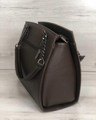 Каркасна жіноча сумка Адела коричневого кольору зі кавова рептилія (Арт. 32105) | 1 шт.