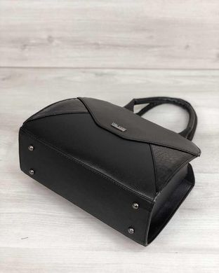 Жіноча сумка Конверт чорного кольору зі вставкою чорний лаковий крокодил (Арт. 31817) | 1 шт.