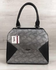 Женская сумка Конверт черного цвета со вставкой серебро (Арт. 31819) | 1 шт.