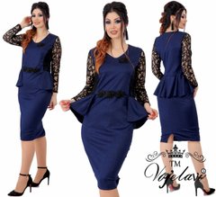Женское Нарядное Платье с баской (Арт. KL208/N/Blue)