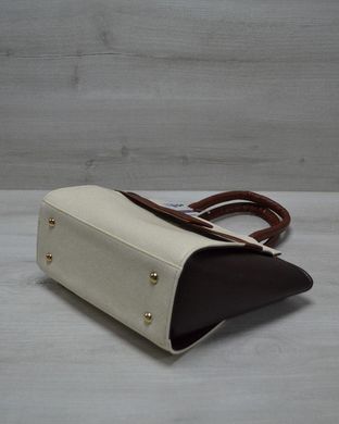 Молодіжна жіноча сумка Комбінована бежевого кольору з рудим ременем (Арт. 52201) | 1 шт.