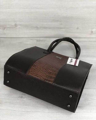 Жіноча сумка Бочонок коричневого кольору зі рудий крокодил (Арт. 31625) | 1 шт.