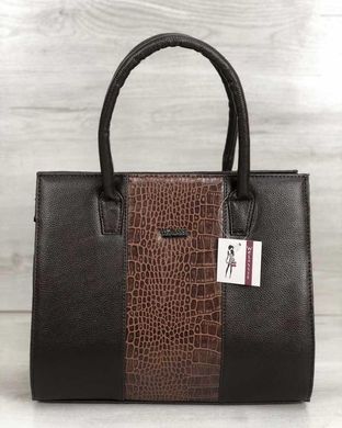 Женская сумка Бочонок коричневого цвета со рыжий крокодил (Арт. 31625) | 1 шт.