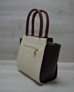 Молодіжна жіноча сумка Комбінована бежевого кольору з рудим ременем (Арт. 52201) | 1 шт.