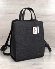 Молодіжний каркасний сумка-рюкзак чорного кольору зі вставкою блиск (Арт. 44802) | 1 шт.