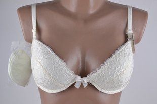 Бюстгальтер на поролоні з вкладишами "Мереживо" Х/Б (L7777/Beige) | 6 шт.