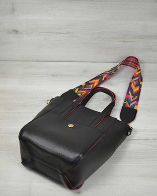 Молодіжна жіноча сумка Мілана з Яскравим ременем чорна з червоними торцями (Арт. 54906) | 1 шт.