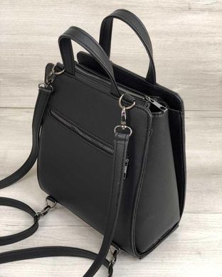 Молодежный каркасный сумка-рюкзак черного цвета со вставкой блеск (Арт. 44802) | 1 шт.