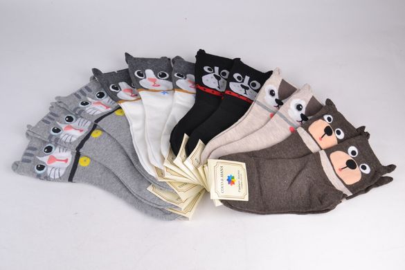 Жіночі Бавовняні шкарпетки "Звірятка" (Арт. TK6181) | 12 пар