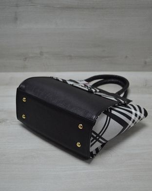 Молодіжна жіноча сумка Комбінована чорного кольору з Барбері ременем (Арт. 52207) | 1 шт.