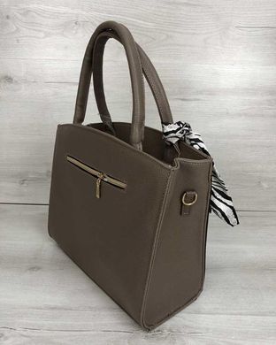Классическая женская сумка Бьянка кофейного цвета со вставкой черная кобра (Арт. 10106) | 1 шт.