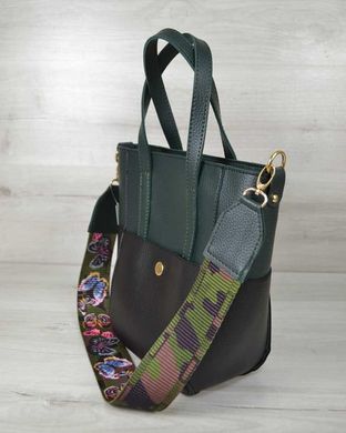 Молодіжна жіноча сумка Мілана з Яскравим ременем чорна з зеленим (Арт. 54921) | 1 шт.