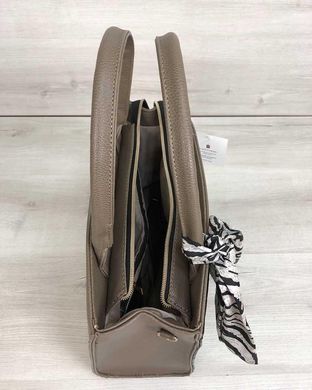 Класична жіноча сумка Бьянка кавового кольору зі вставкою чорна кобра (Арт. 10106) | 1 шт.