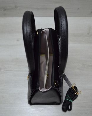 Класична жіноча сумка Трикутник чорного кольору з сірим крокодилом (Арт. 31705) | 1 шт.