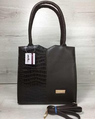 Классическая женская сумка Треугольник коричневого цвета с коричневым крокодилом (Арт. 31710) | 1 шт