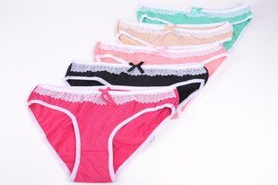 Жіночі трусики в горошок з мереживом (SLL250/2XL) | 10 шт.