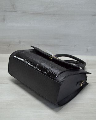 Каркасна жіноча сумка з накладною кишенею лаковий чорний (Арт. 31005) | 1 шт.