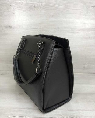 Каркасна жіноча сумка Адела чорного кольору зі вставкою блиск (Арт. 32102) | 1 шт.