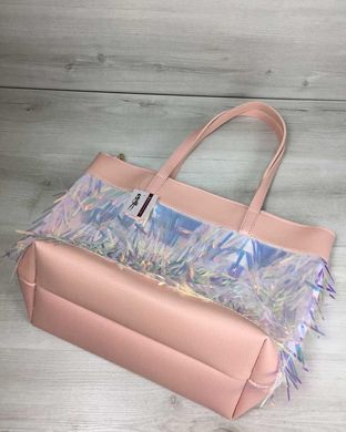 Жіноча сумка Лейла пудровий кольору з паєтками (Арт. 55351) | 1 шт.