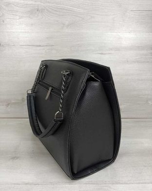 Каркасна жіноча сумка Адела чорного кольору зі вставкою чорна рептилія (Арт. 32103) | 1 шт.